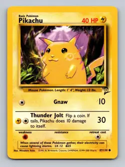 Pikachu 87/130 Common Base Set 2 Pokemon Lightly Played - Image 1
