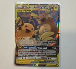 Pokemon Raichu & Alolan Raichu GX TAG TEAM 54/236 Unified Minds Holo 260HP - Image 1
