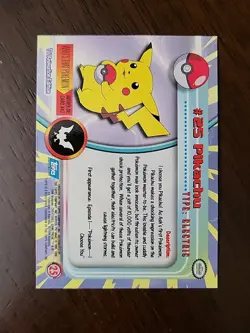MP! FOIL Topps Pokemon PIKACHU #25 TV Animation Series 1 Blue Logo - Image 2