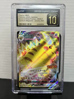 CGC 10 PRISTINE Japanese Pokemon 2022 Pikachu VMAX 265/S-P CoroCoro Magazine PRO - Image 1