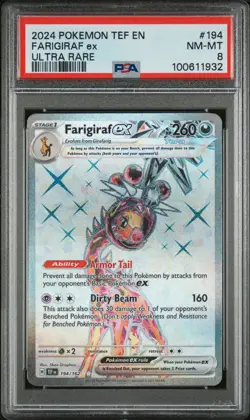 2024 POKEMON TEF EN-TEMPORAL FORCES ULTRA RARE #194 FARIGIRAF EX PSA 8 - Image 1