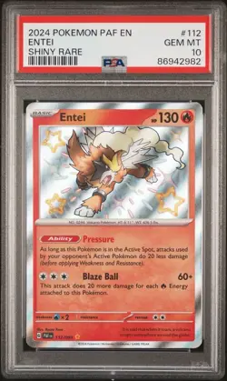 Pokemon Entei 112/091 PSA 10 Gem Mint Paldean Fates Shiny Holo Rare PAF EN - Image 1