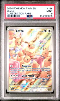 Pokemon TCG Eevee 188/167 Illustration Rare Twilight Masquerade MINT PSA 9 - Image 1