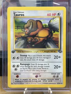 Tauros 47/64 1st Edition Regular Non Holo WoTC Pokemon Jungle Set LP English - Image 1