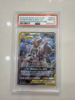 2019 Pokemon SM Black Star Promo #SM191 Mewtwo & Mew Gx FA PSA 10 GEM MINT - Image 1
