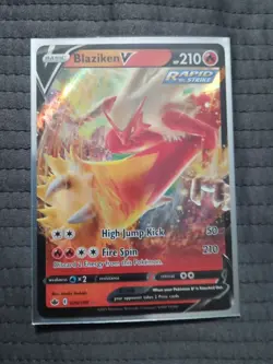 Pokemon Blaziken V 210 Rapid Strike Card High Jump Kick Fire Spin - Image 1
