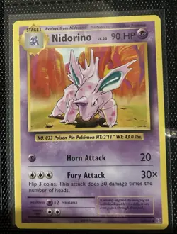 Nidorino Pokemon Card LV.25 90 HP Horn Attack Fury Attack - Image 1