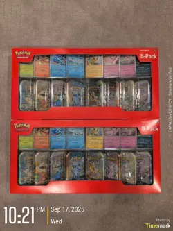 Pokemon TCG Prismatic Evolutions 8 Mini Tins (Lot of 2), Costco, Promo Cards - Image 1