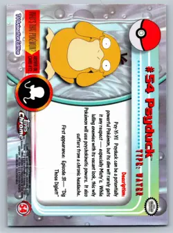 Psyduck #54 Topps Base Chrome Holo Trading Cards Series 1 Pokemon - Image 2