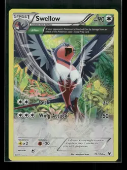 Swellow 72/108 - Holo Rare Roaring Skies Pokemon Card - NM/M - Image 1