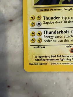 Pokemon TCG Zapdos Base Set 2 Holo Unlimited Rare Card 20/130 - Image 5