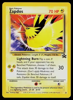 Pokemon Card - Zapdos Wotc Black Star Promo 23 Promo - Image 1