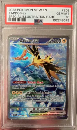 Zapdos EX 202/165 Scarlet & Violet 151 Special Illustration Rare Pokemon PSA 10 - Image 1