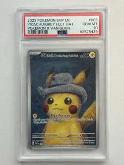 2023 Pokemon Scarlet & Violet Van Gogh Pikachu Promo Hat Grey Felt, PSA 10 - Image 1