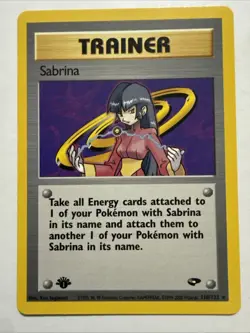 NM+ Sabrina 110/132 1st Edition Rare Gym Challenge Pokemon CLEAN - FAST SHIPPING - Image 1