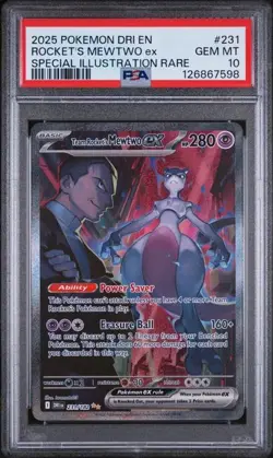 Pokemon Team Rocket's Mewtwo ex Destined Rivals SIR #231 PSA 10 Gem Mint - Image 1
