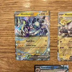 Pokemon Lot Of 3 EX Cards Scarlet And Violet Gyarados Mewtwo Miraidon - Image 2