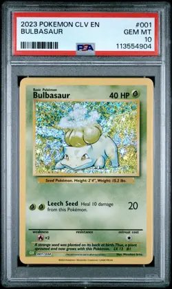 2023 POKEMON CLV-TRADING CARD GAME CLASSIC #001 BULBASAUR PSA 10 - Image 1