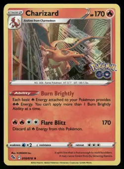 Charizard 010/078 Holo Rare Holo NM Pokemon Pokemon GO - Image 1