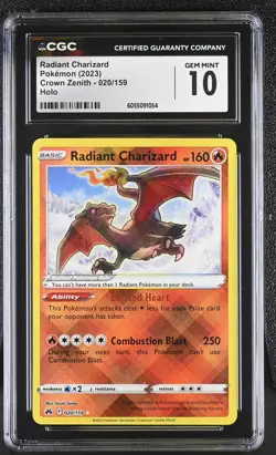Radiant Charizard 020/159 Pokemon Crown Zenith Holo CGC Gem Mint 10 - Image 1