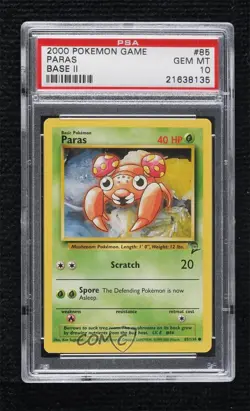 Paras Pokemon Base Set 2 PSA 10 GEM MT 2000 - Image 1