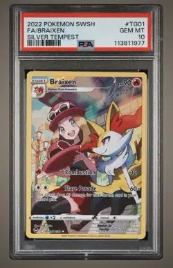 BRAIXEN 2022 Pokemon Sword & Shield Silver Tempest #TG01 Full Art PSA 10💎 - Image 1