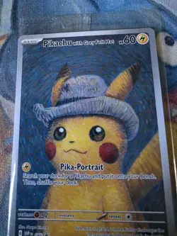 Pokemon Pikachu Card with Grey Felt Hat Van Gogh Promo, Sealed/Unopened NM - Image 2
