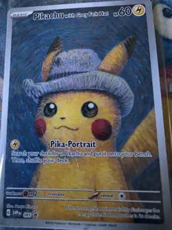 Pokemon Pikachu Card with Grey Felt Hat Van Gogh Promo, Sealed/Unopened NM - Image 3
