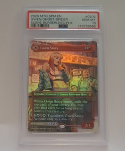PSA 10 Gem Mint Gwen Stacy Borderless FOIL Spiderman Magic the Gathering MTG 202 - Image 1