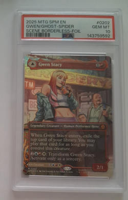 PSA 10 Gem Mint Gwen Stacy Borderless FOIL Spiderman Magic the Gathering MTG 202 - Image 2