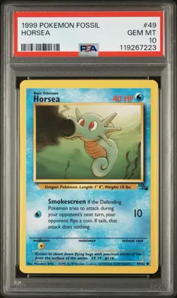 PSA 10 - Horsea 49/62 Fossil Common Pokemon TCG 1999 - Image 1