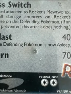 2004 Pokemon Team Rocket Returns Rocket's Mewtwo EX Holo Foil 99/109 - Image 3