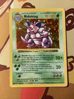 Pokemon TCG Nidoking 11/102 Shadowless Base Set Vintage Holo WOTC - HP - Image 1