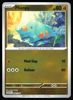 Phanpy 044/086 Common ME04: Chaos Rising Pokemon Reverse Holo Near Mint - Image 1