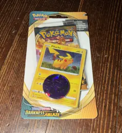 Pokemon TCG Darkness Ablaze Pikachu Holo SEALED blister pack SWSH039 black promo 728192520068 - Image 1