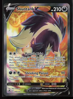 Skuntank V (Full Art) 180/195 SWSH12: Silver Tempest Pokemon TCG NM - Image 1
