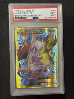2015 Pokemon XY Breakthrough Mewtwo Ex Secret 163 PSA 9 OC ERROR Full Art RARE - Image 1