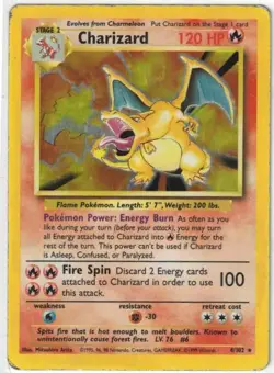 Pokemon TCG Charizard Base Unlimited Holo Rare 4/102 1999 WOTC-MP/HP-DMG - Image 1