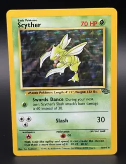 Pokemon Scyther 10/64 Jungle Holo Rare Unlimited English 1999 - Image 1