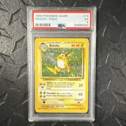 Pokemon TCG Raichu 14/102 Base Set Holo Rare PSA 5 1999 - Image 1