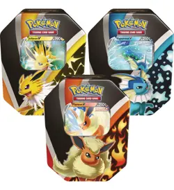 Pokemon Eevee Evolutions Tin Bundle - Flareon V, Vaporeon V, Jolteon V - Sealed 820650809057 - Image 1