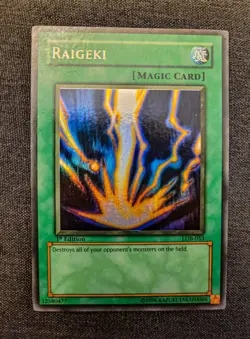 Yu-Gi-Oh Wavy Faded 1st Edition LOB Raigeki Super Rare MP/HP Condition - Image 1