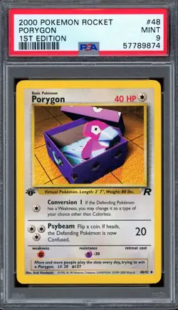 PSA 9 Pokemon 2000 1st Edition Team Rocket Porygon #48 - Image 1