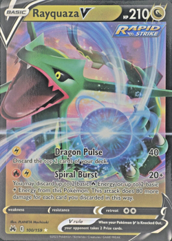 Rayquaza V 100/159 Crown Zenith Holo Ultra Rare NM Pokemon Card 2023 - Image 1