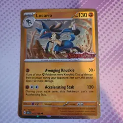 Pokemon Cosmos Holo Promo Lucario 114/198 Scarlet & Violet Stamped NM - Image 1