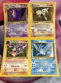 Pokemon Uncut Sheet NFC Miscut Error Gengar Hitmonlee Articuno Aerodactyl Fossil - Image 1