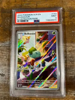 POKEMON 2024 Stellar Crown Illustration Rare BULBASAUR Full Art #143 PSA 9 Mint - Image 1