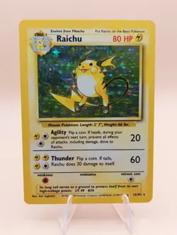 Raichu Base Set Holo Rare 14/102 Pokemon Card - WOTC 1999 - Image 1