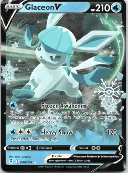 Glaceon V 040/203 Ultra Rare Evolving Skies Pokemon Card - Image 1