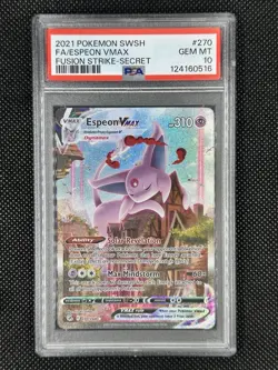 Pokemon Espeon VMAX Fusion Strike Secret Rare Full Alt Art #270 PSA 10 Gem Mint - Image 1